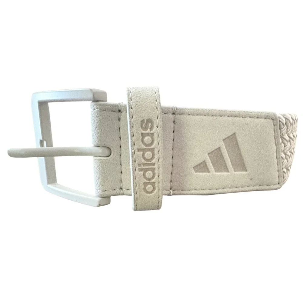 Adidas Golf Belt Mens L/XL White Braided Stretch Woven Webbing Accessory